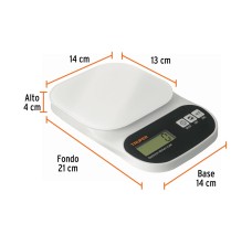 Báscula Digital para Cocina, Plato de Vidrio, 5 Kg, Truper
