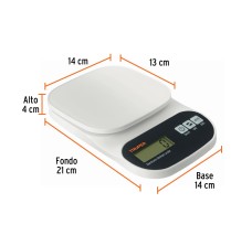 Bascula Digital para Cocina, Plato de ABS, 5 Kg, Truper