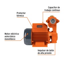 Bomba Periférica Autocebante, 1/2 Hp, Truper