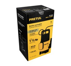 Bomba Sumergible Plástica, 1 Hp para Agua Sucia, Pretul