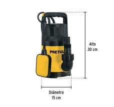 Bomba Sumergible Plástica, 1 Hp para Agua Limpia, Pretul