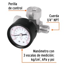 Regulador de aire con manómetro, cuerda 1/4" NPT, TRUPER