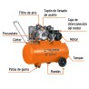 Compresor de Aire, con Banda, Horizontal 120L, 4HP, 220V Truper