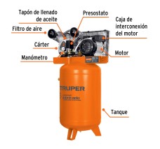 Compresor de Aire, con Banda, Vertical 120L, 4HP, 220V Truper