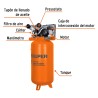 Compresor de Aire Lubricado, con Banda, Vertical 180L, 4HP, 220V Truper