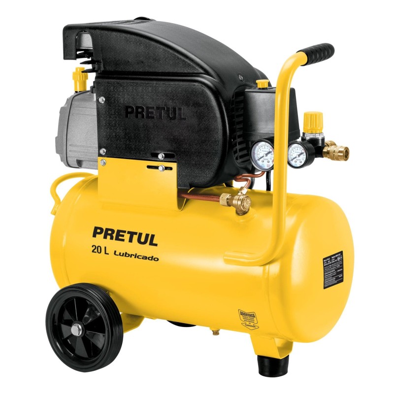 Compresor de Aire, Lubricado, Horizontal 20L, 2HP, 127V, Pretul