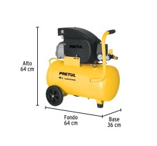 Compresor de Aire, Lubricado, Horizontal 40L, 3HP, 127V, Pretul