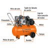 Compresor de Aire Lubricado, con Banda, Horizontal 60L, 4HP, 127V, Truper