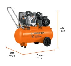 Compresor de Aire Lubricado, con Banda, Horizontal 60L, 4HP, 127V, Truper