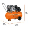 Compresor de Aire Lubricado, con Banda, Horizontal 60L, 4HP, 127V, Truper