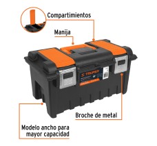 Caja para Herramienta 19", con Compartimentos, Broches Metálicos