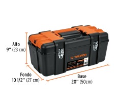 Caja para Herramienta 20" con Compartimentos, Broches Metálicos