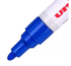 Marcador Uni-Paint Azul, Punto Medio, 12/Paq