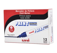 Marcador Uni-Paint Azul, Punto Medio, 12/Paq