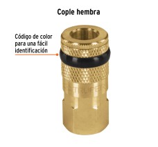 Cople Rápido de Latón, Hembra, Cuerda 1/4" NPT, TRUPER
