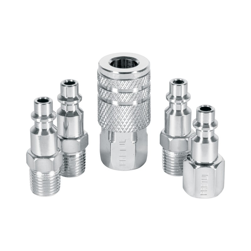 Juego de 4 Conectores Y 1 Cople para Compresor, Pretul