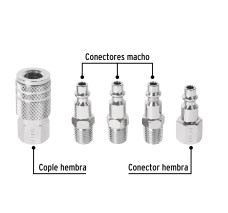 Juego de 4 Conectores Y 1 Cople para Compresor, Pretul