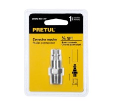 Conector Rápido de Acero, Macho, Cuerda 1/4" NPT, PRETUL
