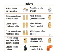 Juego de 15 Accesorios Neumáticos, Cuerda 1/4" NPT, TRUPER