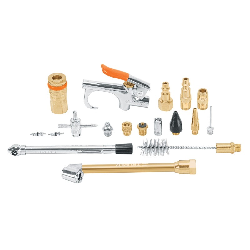 Juego de 18 Accesorios Neumáticos, Cuerda 1/4" NPT, TRUPER