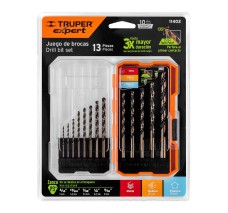 Juego de 13 Brocas HSS para Metal en Estuche, Truper Expert