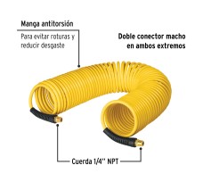 Manguera para Compresor, Tipo Resorte, 15.2m X 1/4", Pretul