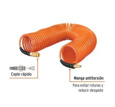 Manguera para Compresor, Tipo Resorte, 7.6 m, Truper