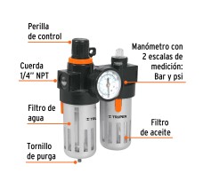Filtro y Regulador de Aire con Modulo de Lubricación, Truper