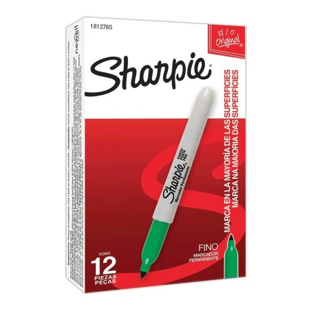 Marcador Permanente Sharpie Punto Fino, Verde, Caja /12
