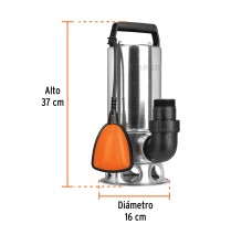 Bomba Sumergible de Acero Inoxidable Agua Sucia, 1-1/2HP Truper