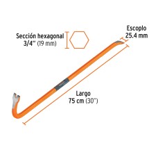 Barreta de uña de 3/4" x 75 cm, Truper