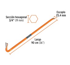 Barreta de uña de 3/4" x 90 cm, Truper