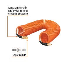 Manguera para Compresor, Tipo Resorte, 15.2 m, Truper