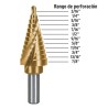 Broca Escalonada de Titanio 12 Escalones 3/16" a 7/8", Expert