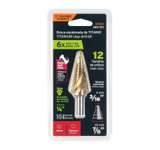 Broca Escalonada de Titanio 12 Escalones 3/16" a 7/8", Expert