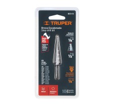 Broca Escalonada Óxido Negro 13 Escalones 1/8" a 1/2”,Truper