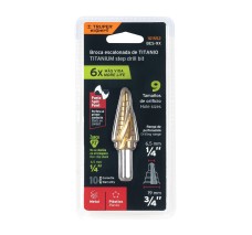 Broca Escalonada Titanio de 9 Escalones 1/4" a 3/4", Expert