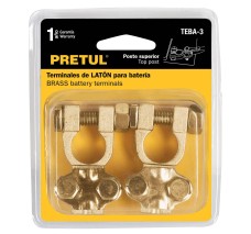 Blíster 2 Terminales p/batería, Latón Poste Superior, Pretul