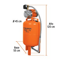 Equipo hidroneumático 100L, bomba Jet inox. 1 HP, TRUPER