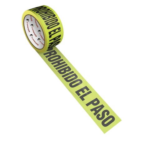 Cinta delimitadora Amarilla con Leynda ''Prohibido el paso''