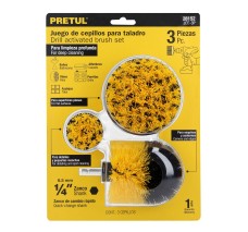 Juego de 3 Cepillos Multiusos para Taladro, Pretul