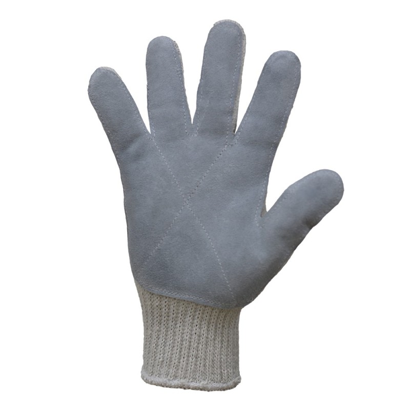 Guante Japones con Palma de Carnaza, Color Gris con Palma Blanca, Unitalla