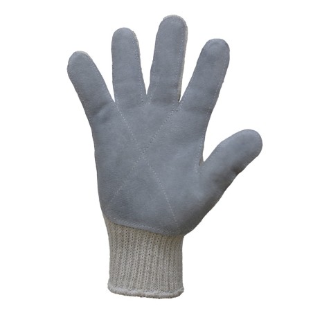 Guante Japones con Palma de Carnaza, Color Gris con Palma Blanca, Unitalla