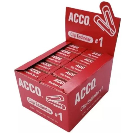 Clips Estándar No. 1 Acco, 10 Paquetes por Caja