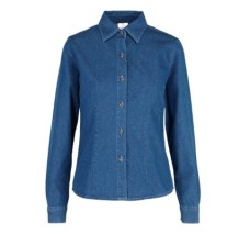 Camisa de Mezclilla Manga Larga con Silueta para Dama, Indigo Claro, Yazbek