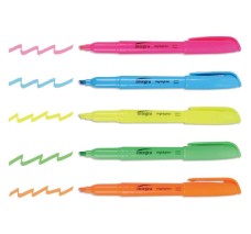 Resaltadores Fluorescentes Estilo Bolsillo Integra, Colores Neón Variados, Punta Cincel, Paquete/5