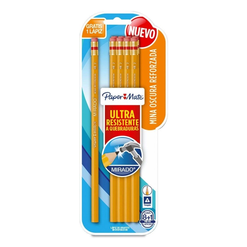 Lápiz de grafito Paper Mate Mirado 2 Triangular, Paquete/8
