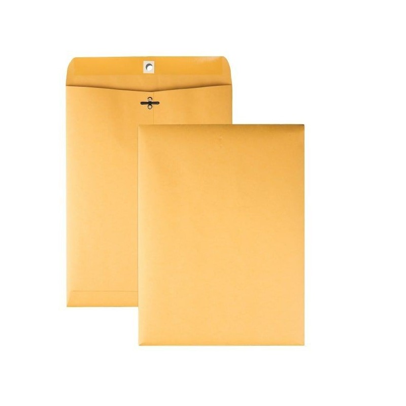 Sobres Manila No. 90, 9" x 12" (23 cm x 30.5 cm) Con Solapa Engomada y Broche Metálico, Paquete/100
