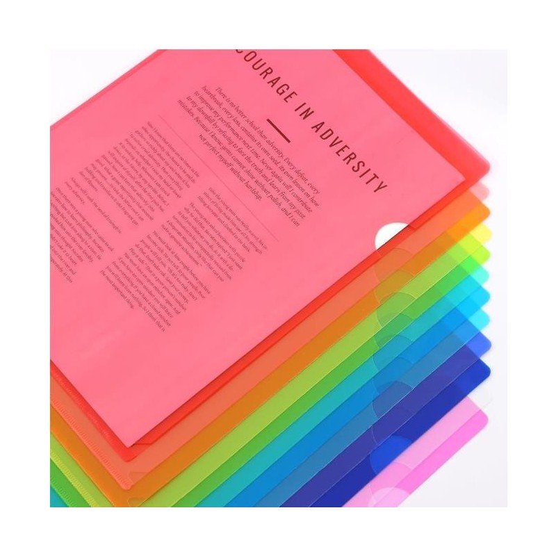 Folder para Archivo de Plástico Transparente, Tamaño Carta, Colores Variados, Paquete/12