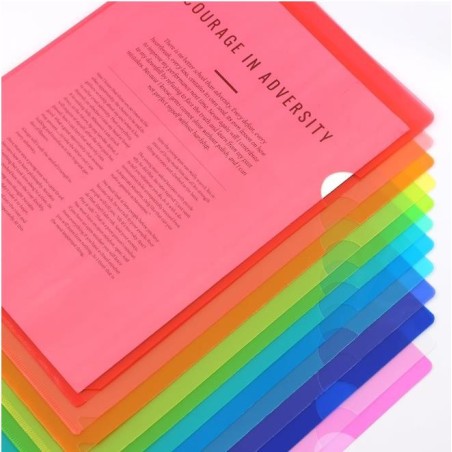 Folder para Archivo de Plástico Transparente, Tamaño Carta, Colores Variados, Paquete/12